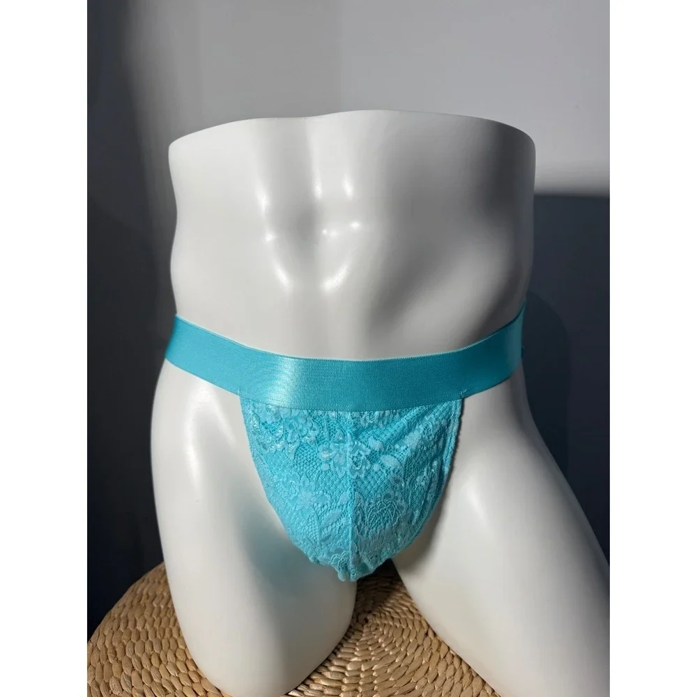 Cosabella Maldives Blue Lace Jock Strap Sexy Stretch Designer Underwear XL NWT